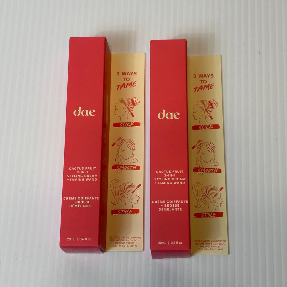 2 Tubes DAE Cactus Fruit 3-In-1 Styling Cream Taming Wand new .6 fl oz open box